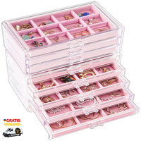 Schmuckbox Acryl 8 Schubladen Grau Durchsichtig Schmuckorganizer
