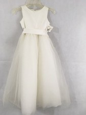 Davids Bridal Flower Girl First Communion Ivory Satin Tulle Formal Dress Size 5