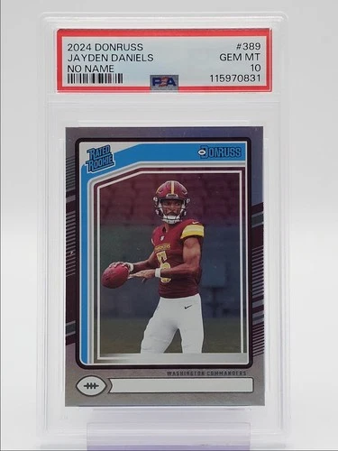 JAYDEN DANIELS 2024 DONRUSS RATED ROOKIE NO NAME COMMANDERS PSA 10 Q6438