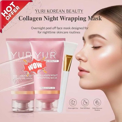 1-5PACK YURI Korean Beauty Collagen Night Wrapping Mask 75ml Hydrating Mask ~ 