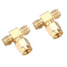  2 Pcs RP SMA Male to Two RP SMA Female Triple T  Adapter Connector 3 way7509