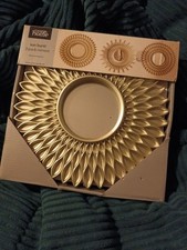 Set Of 3 Sunburst Mirrors In Pale Gold, Each Different, New In Box