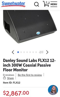 Danley Sound Labs FLX 12 pro audio speaker, with waterproof travel case, mint