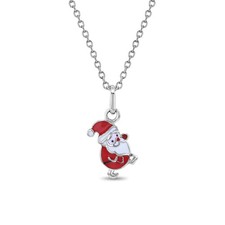 Christmas Santa Kids / Girls Pendant/Necklace Enamel - Sterling Silver