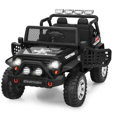 Honeyjoy 12V Kids Ride On Truck Remote Control Electric Car with Lights Black