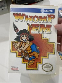 Whomp 'Em (Nintendo 1991) NES COMPLETE CIB In Plastic H-Seam Minty