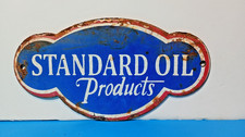Vintage STANDARD OIL PRODUCTS Porcelain Enamel Sign 6.5" x 3.5"