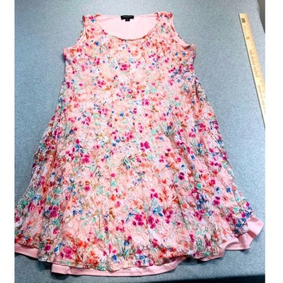 Perceptions Woman 2X Pink Floral Lace Overlay Sleeveless Tunic Tank Top Plus 2X