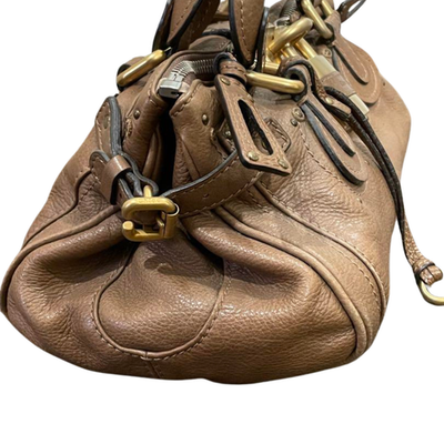 Chloe Paddington Handbag Camel Brown Leather Lock Charm Key