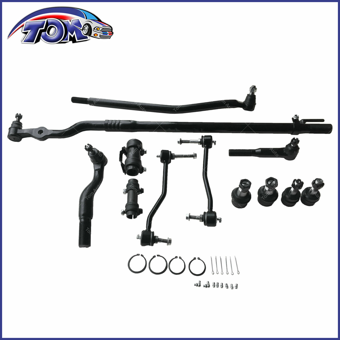 12Pcs Suspension & Steering Kit Tie Rod Drag Link Ford F250 F350 Super