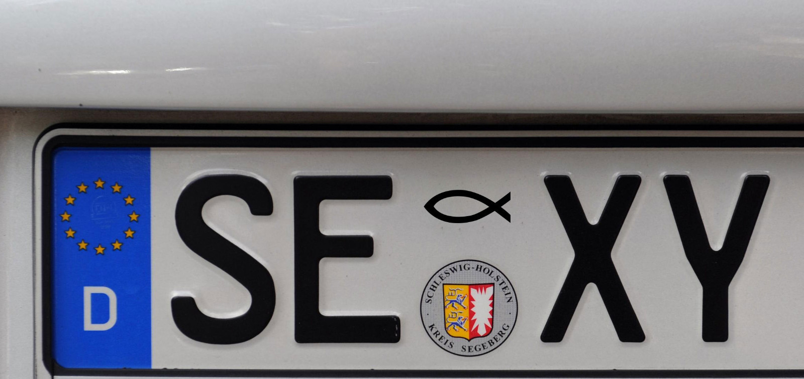 Aufkleber Jesus Fisch Ichthys Nummernschild 2x Sticker schwarz Waschstrassenfest