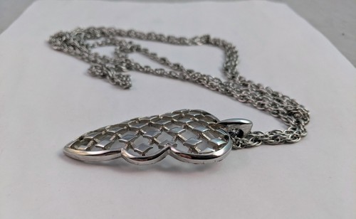 Ensemble collier et boucle d'oreille Couronne Trifari ton argent double chaîne signé vintage - Photo 8/11