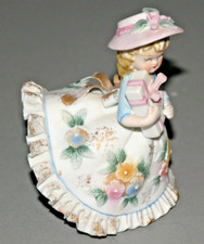 Vintage Lefton Floral Bloomer Girl KW2322 w/Present Lifted Skirt in Back