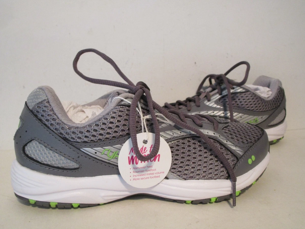 Ryka Womens Youth Dash 2 Walking Sneaker Shoes Gray Sliver Lime
