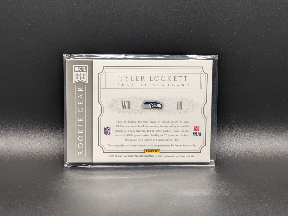 Tyler Lockett 2015 National Treasures NFL Gear /99 RPA Auto RC Seahawks
