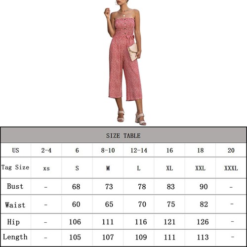 Womens Floral Printed Bandeau Jumpsuit Summer Wide Leg Playsuit Trousers S-2XL - Picture 5 of 15