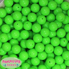 14mm Neon Lime Acrylic Solid Bubblegum Beads Lot 20 pc. chunky gumball