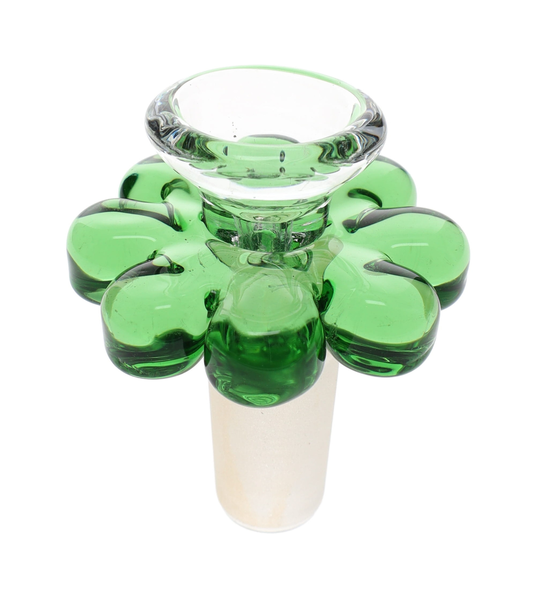 14mm Green Flower-Shaped Glass Bowl Slide for Water Pipes & Bongs