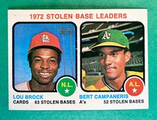 1973 Topps Lou Brock/Bert Campaneris #64 Stolen Base Leaders St. Louis/Oakland 