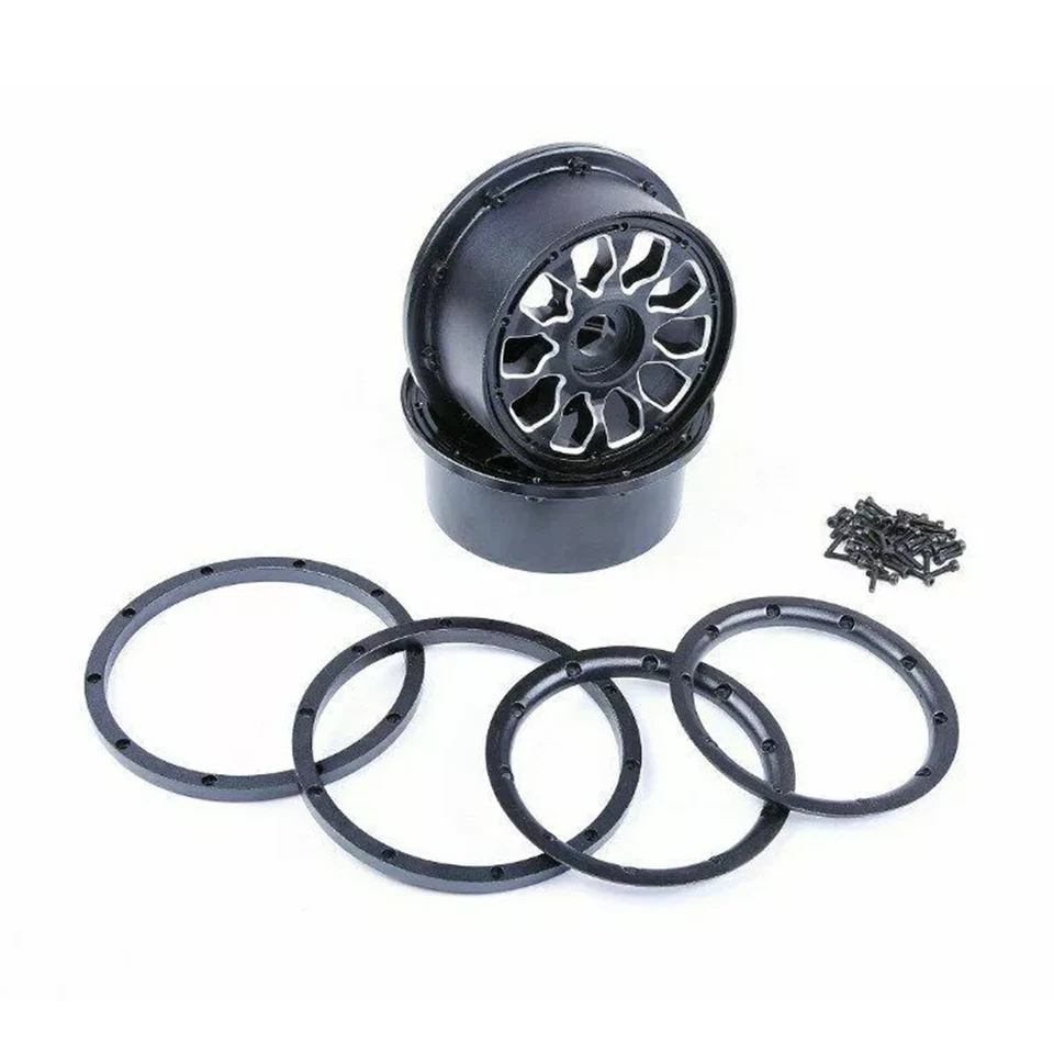 2pcs Paar Aluminium-Felgen (vorne/hinten) für 1/5 RC Losi 5ive-t Rovan LT Truck - Bild 2 von 2