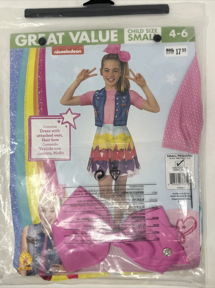 Jojo Siwa Vestido con Lazo Disfraz JoJo Siwa Halloween Vestido Elegante Pequeño 4-6 Foto 4 de 4