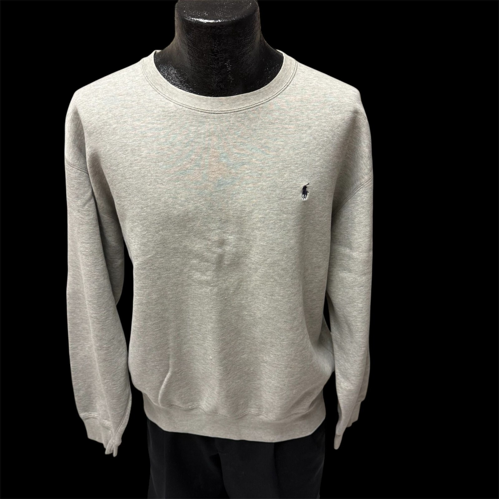 Felpa sportiva vintage anni 90 Y2K Ralph Lauren uomo HEATHER grigia POLO logo pony L