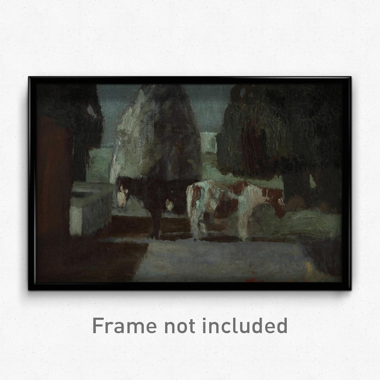 Póster artístico Pedro Figari - Jardín bajo la luna o Quietud en la quinta impresión 11x17