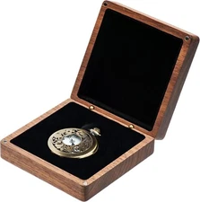 Walnut Wood Pocket Watch Box Portable Single Pocket Watch Display Storage Travel