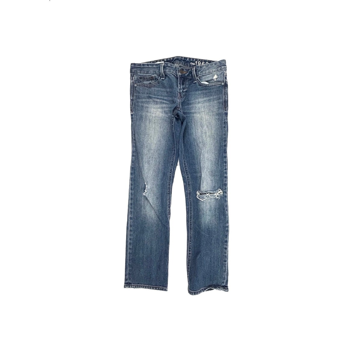 Gap Real Straight Distressed Women's size 25P Dark Wash Blue Denim