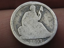1837 Seated Liberty Half Dime, Small Date, About Good Details, Rotated Die