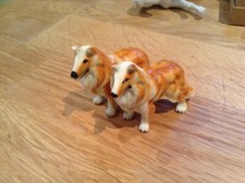 * Pair Of Collie Lassie Porcelain Dog Figurines
