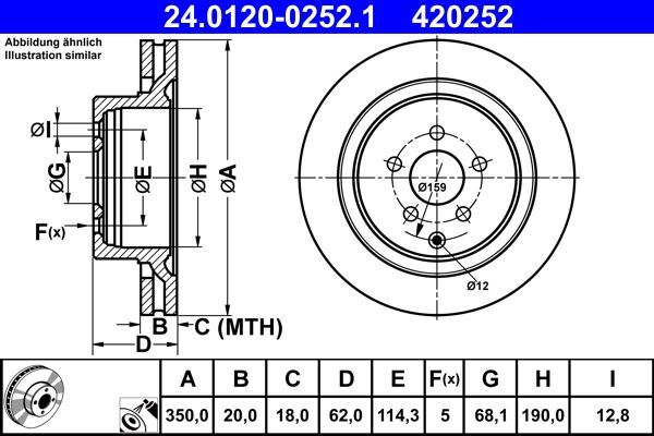2X Ate 24.0120-0252.1 Bremsscheibe FüR Infiniti-image