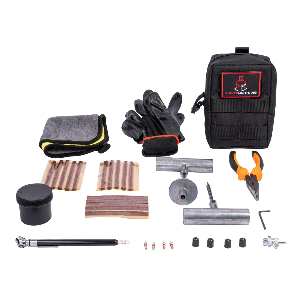 Thor's Lightning Adventure Gear Compact Portable Heavy Duty Tire Repair kit with