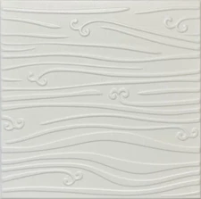 48 pcs/Lot R102W Wavy White Home Decor Ceiling Tiles DIY Glue Up, Foam, 20"x20"