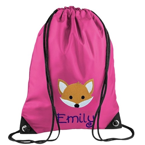 Personalised embroidered name & Fox drawstring bag - PE Kit, swimming, school - Picture 6 of 11