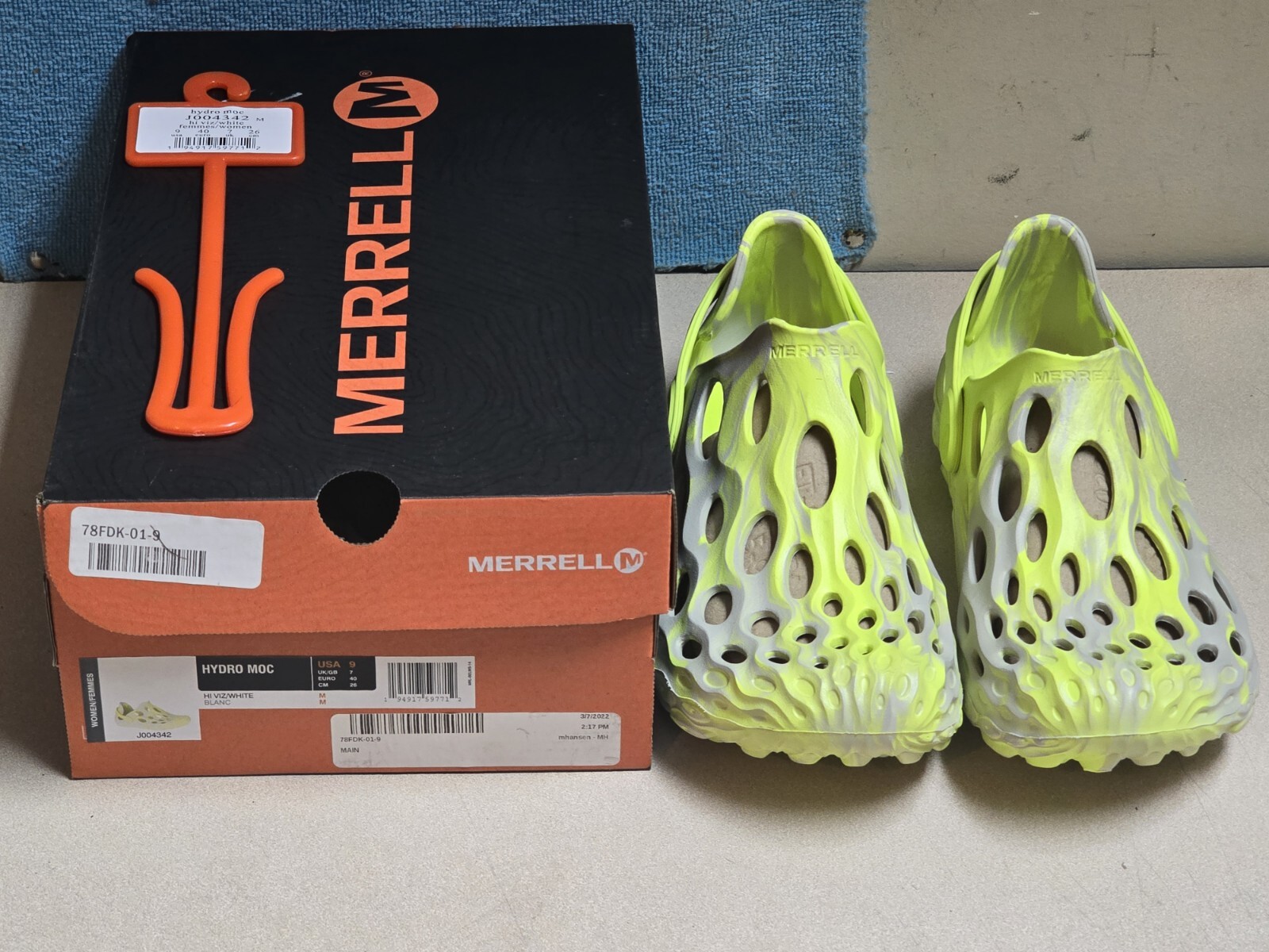 NUOVO Merrell Hydro Moc * GIALLO HI VIZ * Scarpe sandali in gomma J004342 US donna 9