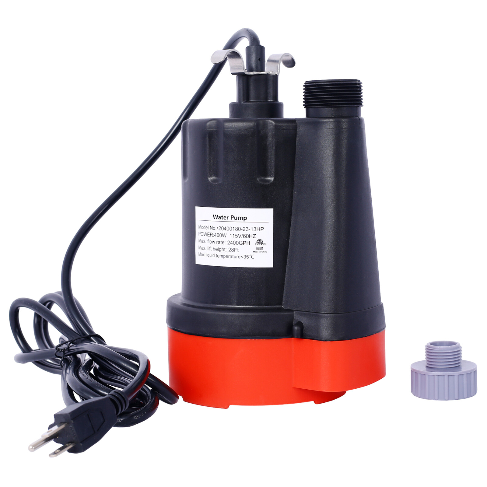 Submersible Water Pump,1/3HP 2500GPH Thermoplastic Utility Pump Portable