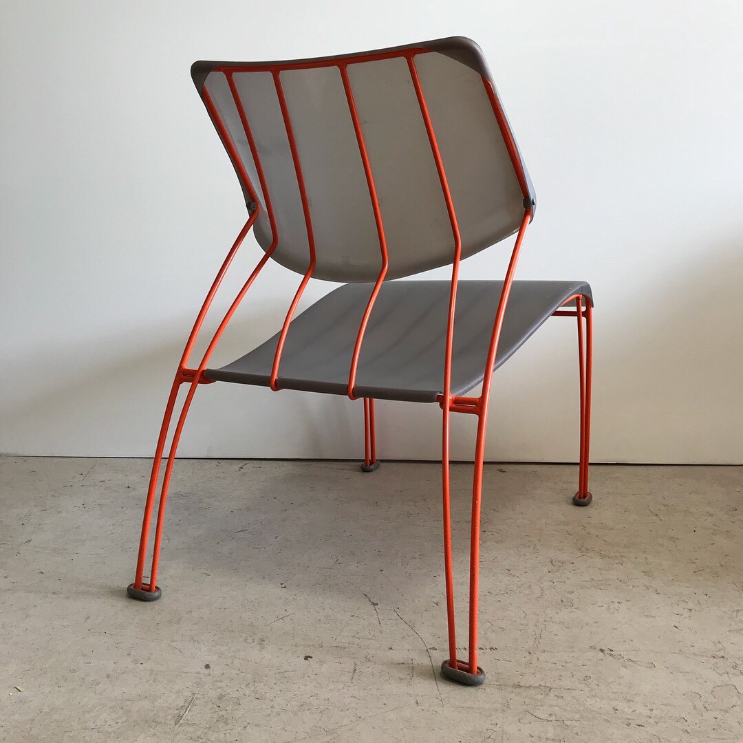 2 Vintage IKEA '90s Monika Mulder Hasslo Orange Wire Frame Chairs
