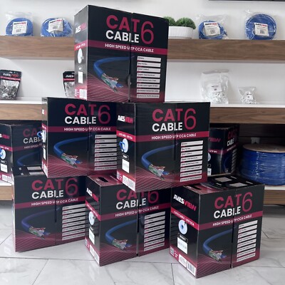 AvesView CAT6E Indoor 1000ft Ethernet Cable UTP (CCA) 23AWG 550MHz - Lot of 6