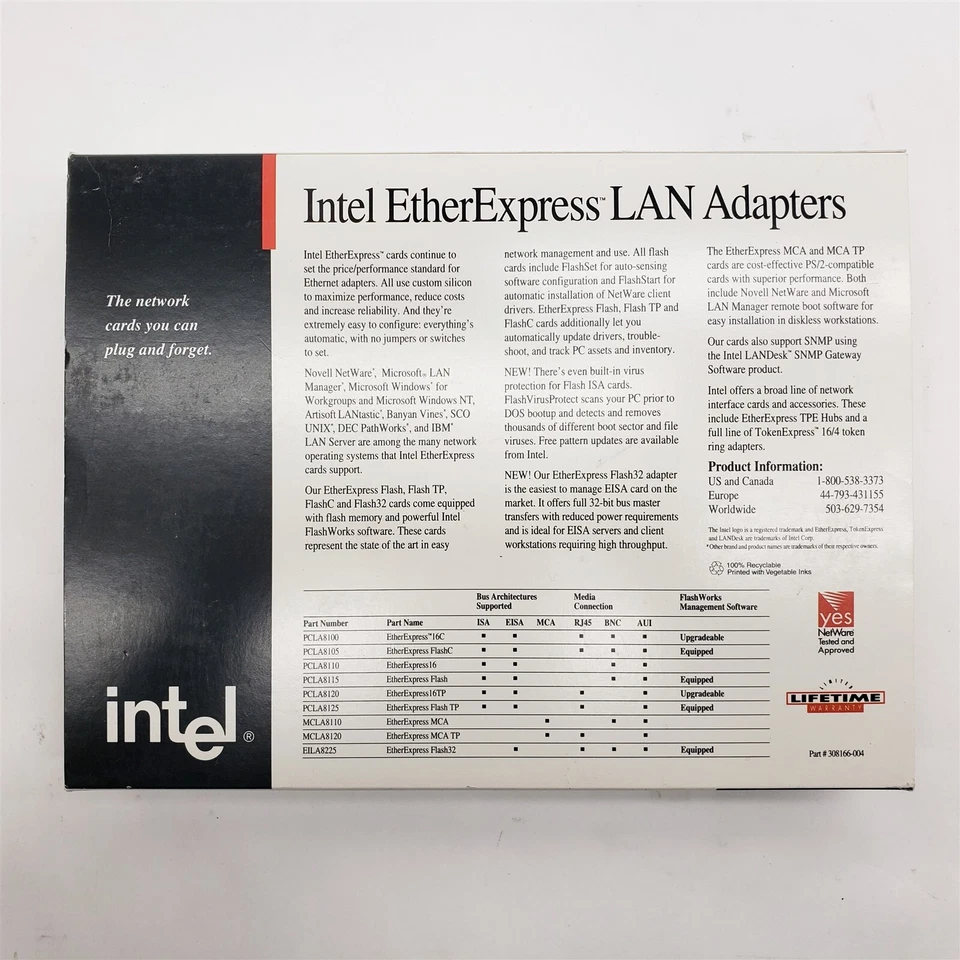 Intel PCLA8105 EtherExpress Flashc Lan Adapter 8/16 Bit ISA BNC/AUI Coax New - Image 4 of 4