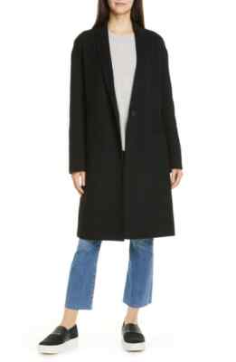 double face wool blend wrap front coat