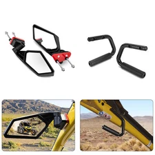 WEISEN Roll Cage Grab Handles+Rear Side Mirrors For Can Am Maverick R/R Max