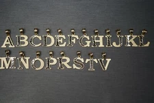 10K Solid Yellow Gold Two Tone Diamond Cut Initial Letter Alphabet Charm Pendant