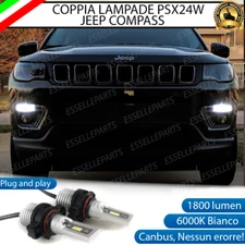COPPIA LUCI DIURNE DRL LED PSX24W CANBUS JEEP COMPASS MK2 6000K 100% NO ERROR