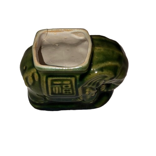 Mini statuina elefante verde in ceramica vintage alta 2,5" - Foto 7 di 8