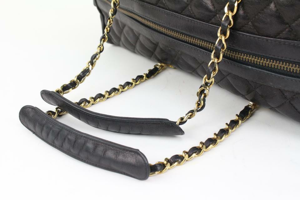 1990s Chanel Black Quilted Lambskin Leather With Gold Tone 