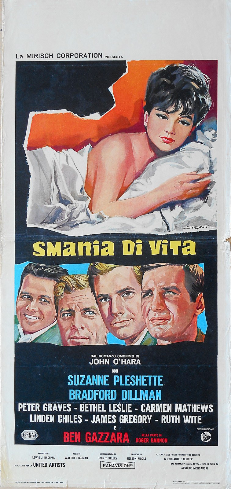 Locandina originale film SMANIA DI VITA (1965) - Regia di Walter E. Grauman