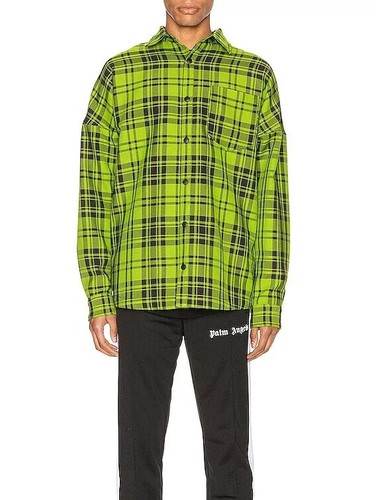 Palm Angels Logo Overshirt 44 XS Mens Green & White Plaid Check NWT - Picture 12 of 15