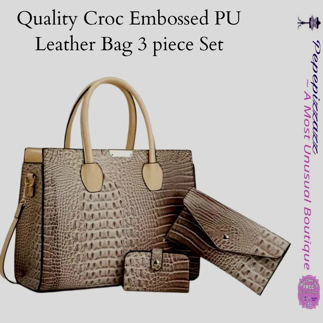 Crocodile Embossed Backpack 3pc Set fr-fashion-co-13-men-s-leather  main image 3