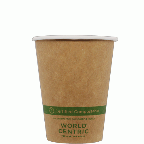 World Centric FCS Paper Hot Cup, PLA lined, Brown, 8 oz., Kraft | 1000/Case - Picture 1 of 1